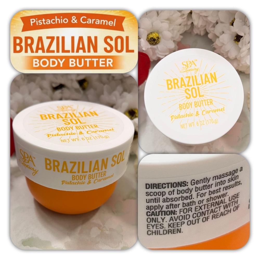 NEW SPA Luxury Brazilian Sol Body Butter Pistachio Caramel scent 6oz (170g) Jar